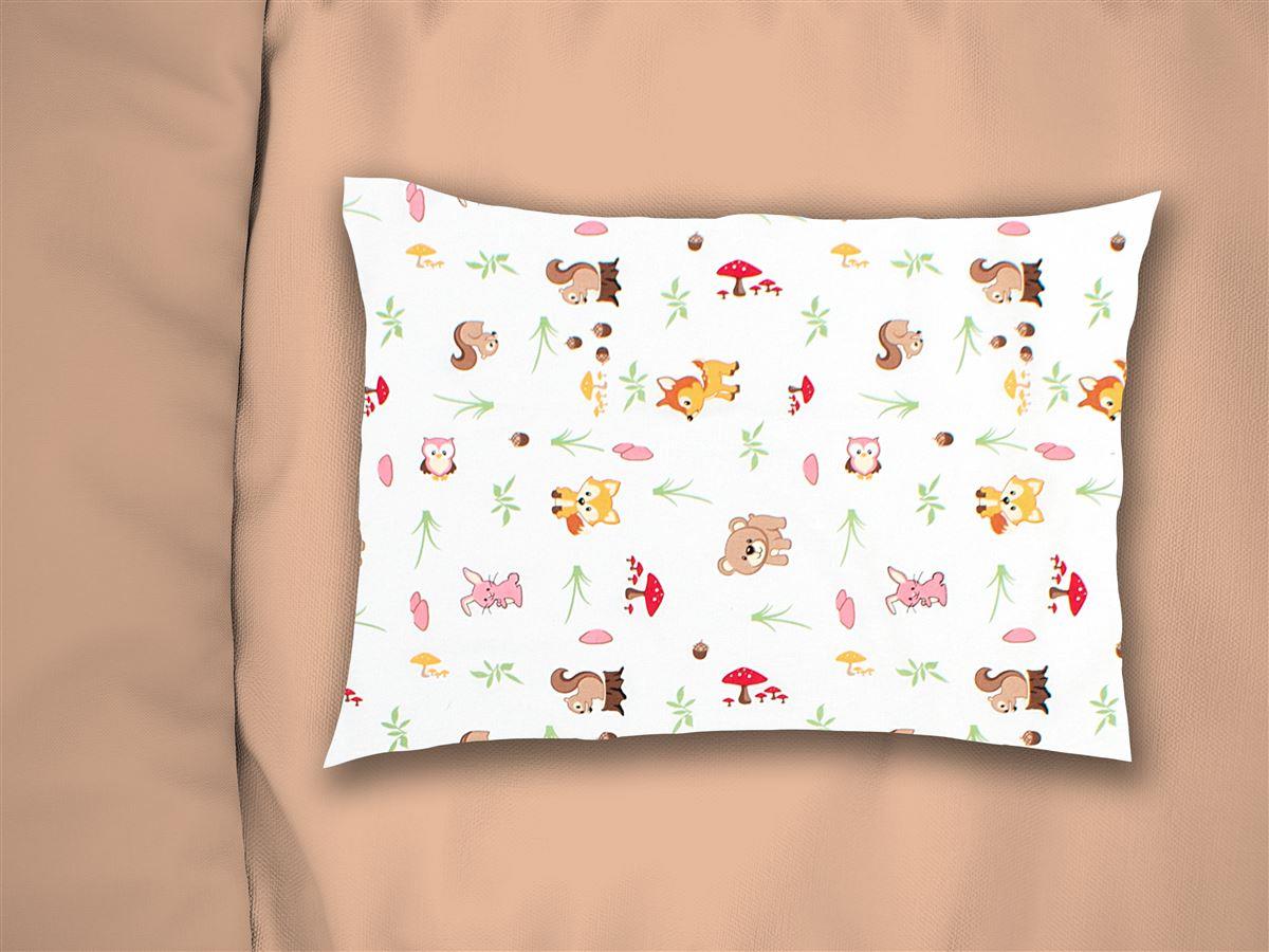 Μαξιλαροθήκη Εμπριμέ kids Forest Animals 571 50X70 White-Pink 100% Cotton