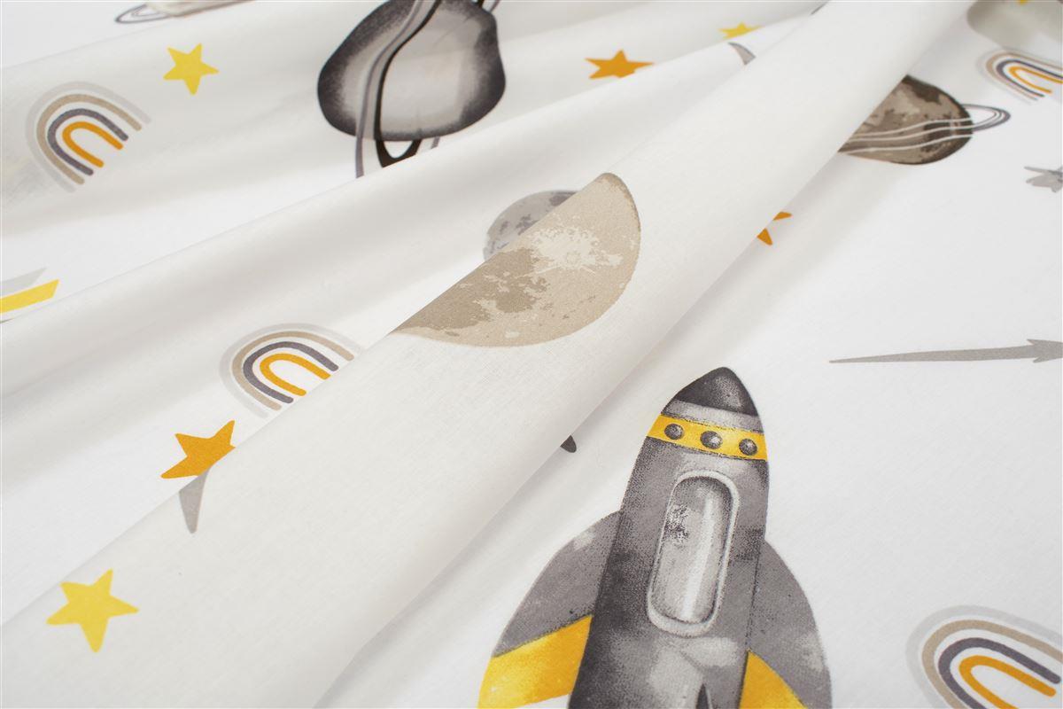 Σεντόνια Εμπριμέ Σετ 3 τεμ kids Space Mission 183 160X240 White-Grey 100% Cotton