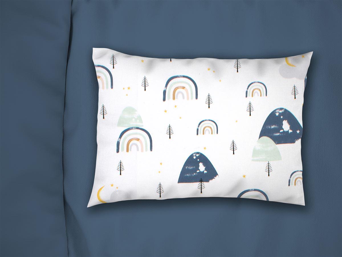 Μαξιλαροθήκη Εμπριμέ kids Rainbow 574 50X70 White-Blue 100% Cotton