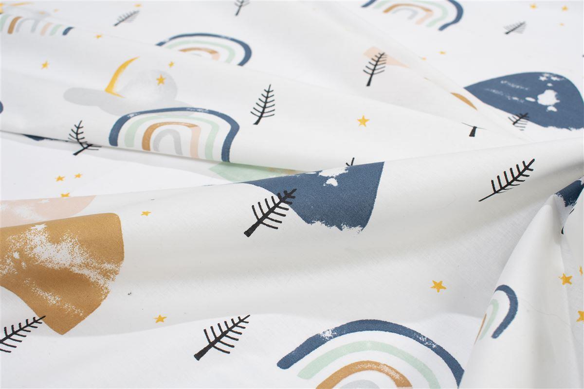 Σεντονάκι Λίκνου bebe Rainbow 574 80X110 White-Blue 100% Cotton