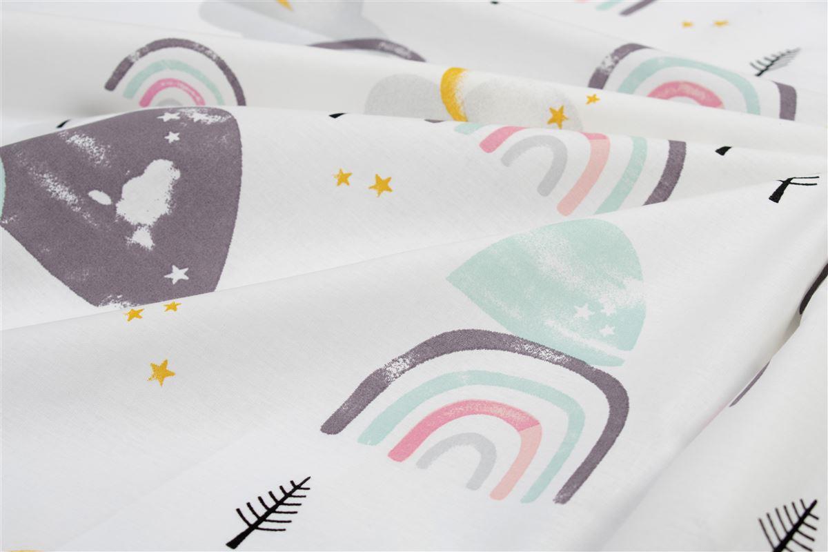 Σεντονάκι Λίκνου bebe Rainbow 575 80X110 White-Pink 100% Cotton