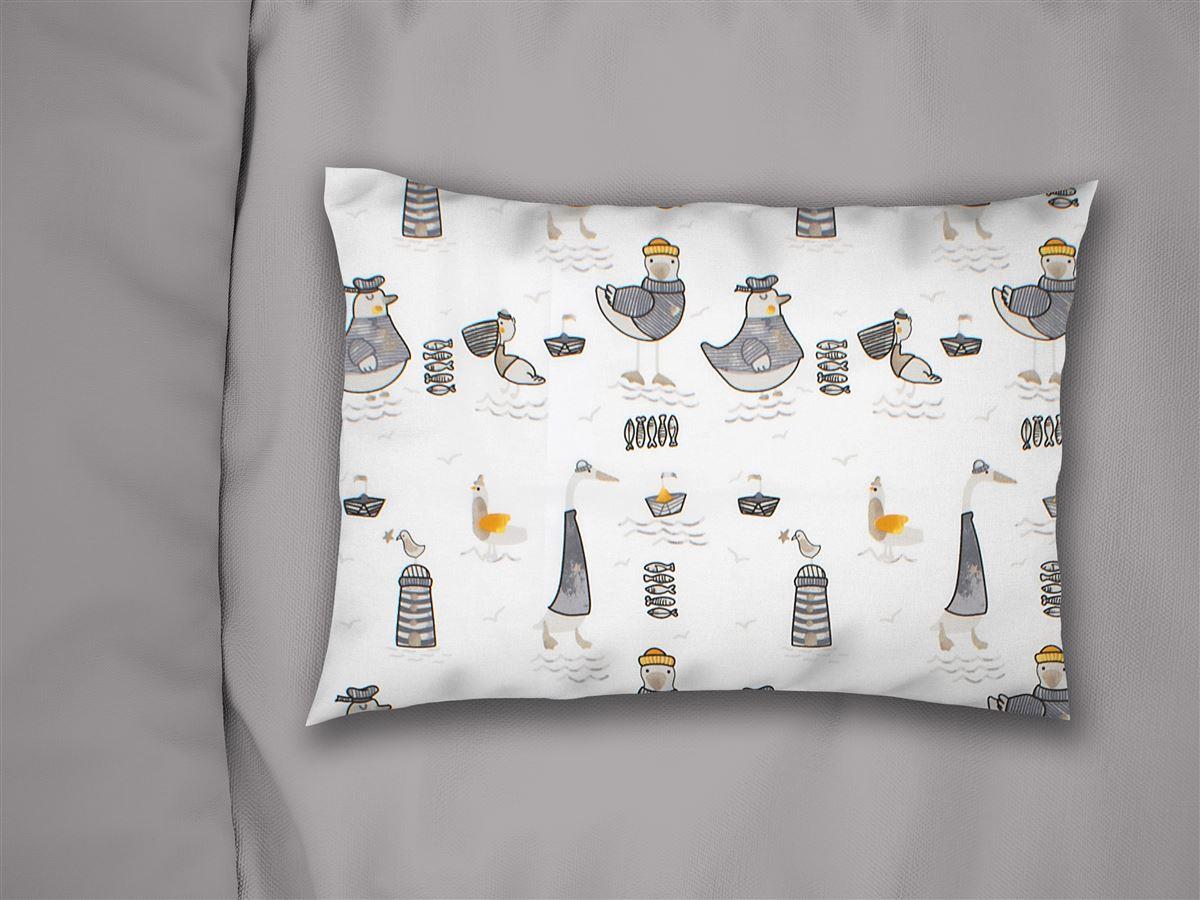 Μαξιλαροθήκη Εμπριμέ kids Seabirds 578 50X70 White-Grey 100% Cotton