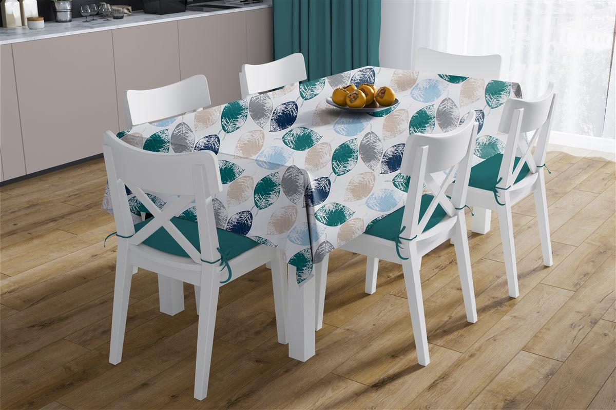 Αλέκιαστο Σετ 2 τεμ Τραπεζομάντηλο Leaves 466 140X140 & Τραβέρσα 40X140 Petrol 70/30 Cott/Pol
