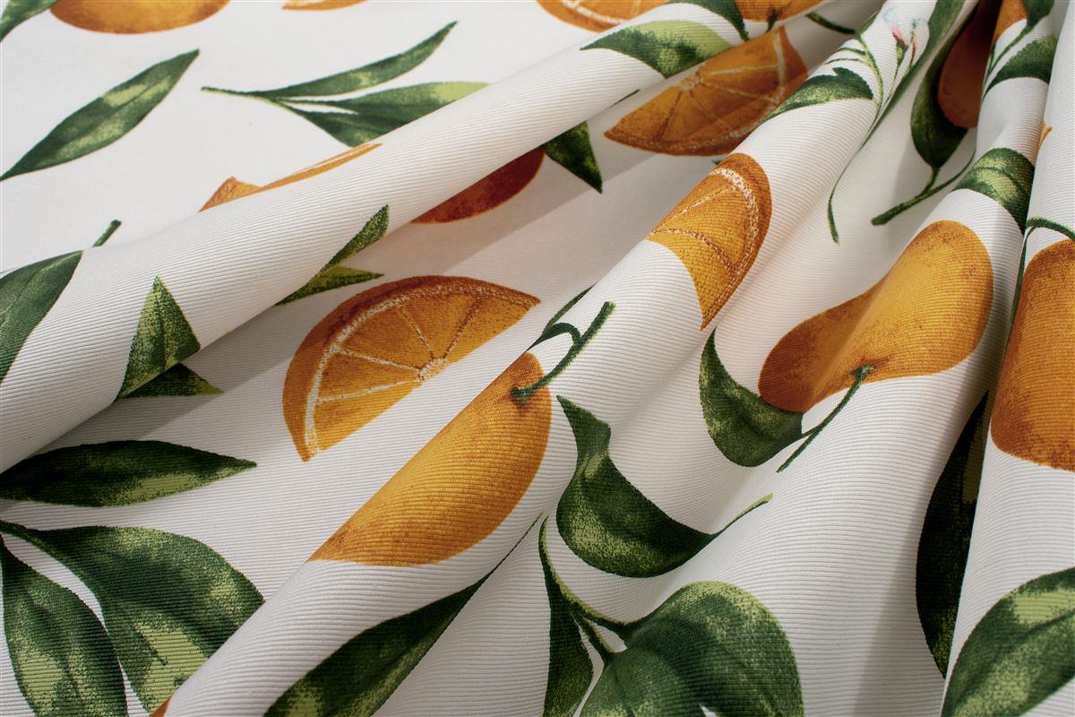 Αλέκιαστο Σετ 2 τεμ Τραπεζομάντηλο Oranges 474 140X140 & Τραβέρσα 40X140 White-Orange 70/30 Cott/Pol