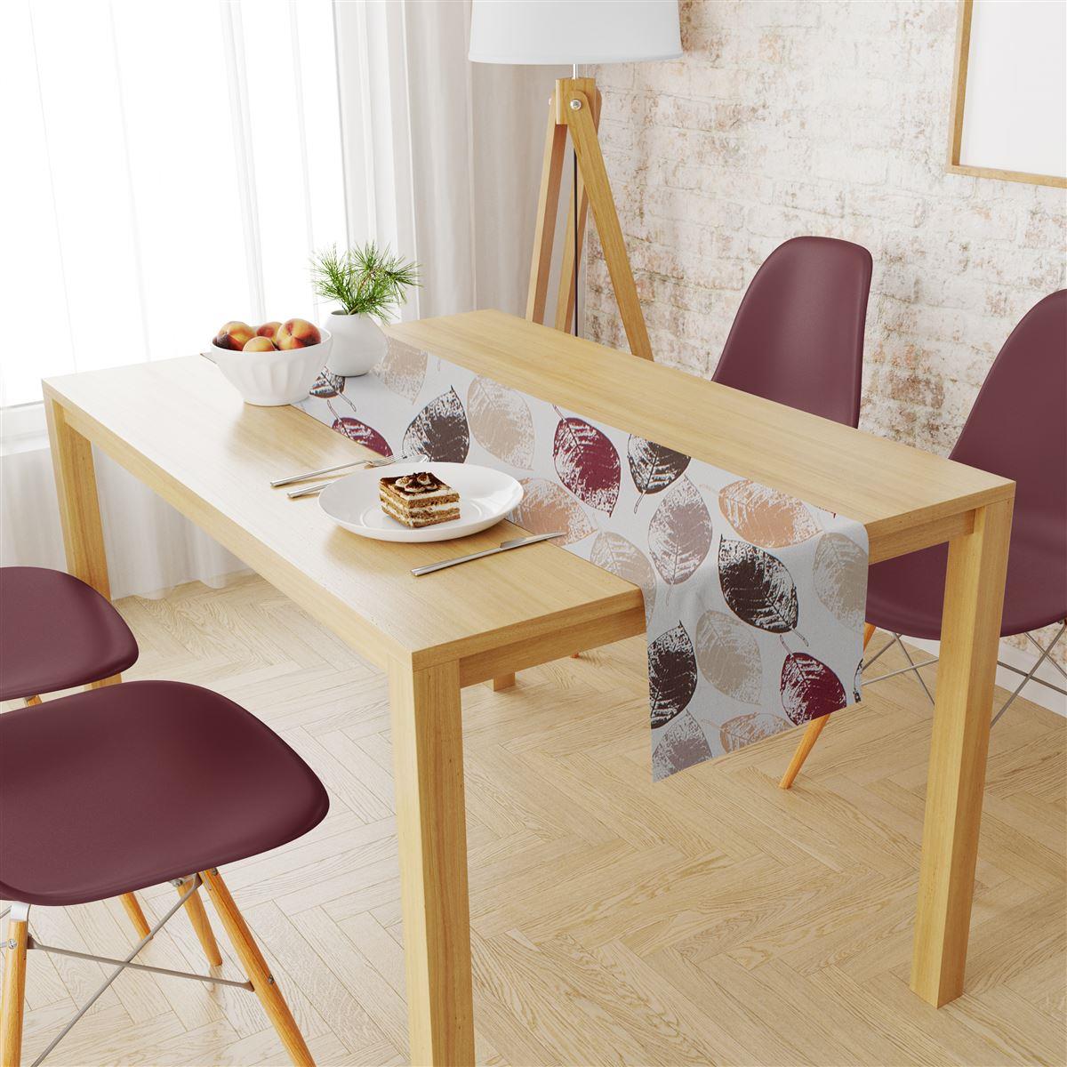 Τραβέρσα Αλέκιαστη Leaves 467 40X180 Brown 70/30 Cott/Pol