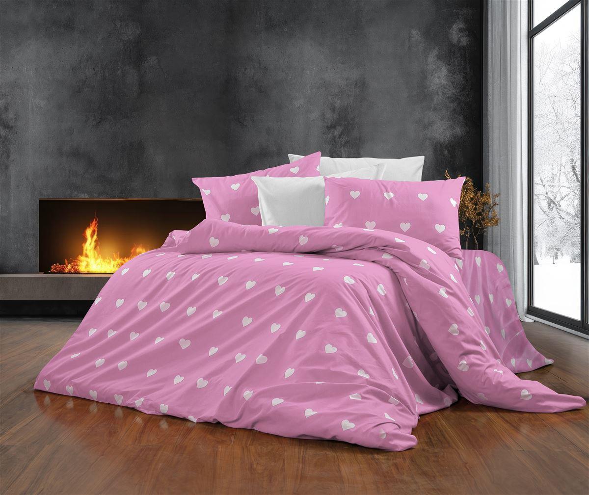 Παπλωματοθήκη Εμπριμέ Αίσθησις 608 160X240 Pink 70/30 Cott/Pol