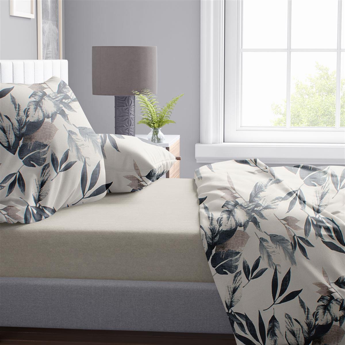 Σεντόνια Εμπριμέ Σετ 4 τεμ Ευριδίκη 710 240X270 Ecru-Black 100% Cotton