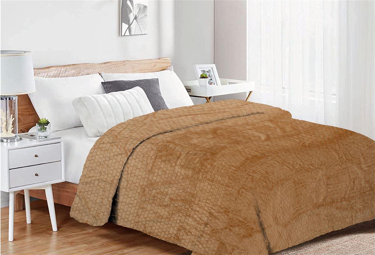 Κουβέρτα Coral Fleece Jacquard Brick 02 220X240 Beige 100% Polyester