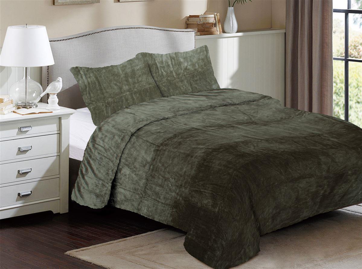 Κουβέρτα Coral Fleece Solid 07 220X240 Olive 100% Polyester