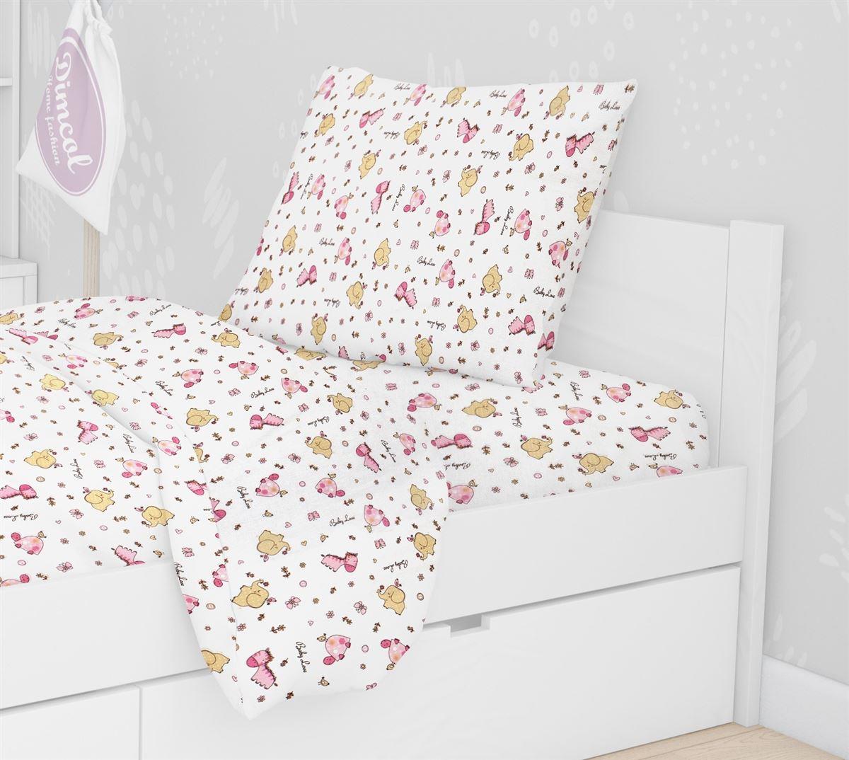 Μαξιλαροθήκη Εμπριμέ kids Elephant 072 50X70 White-Pink 100% Cotton Flannel