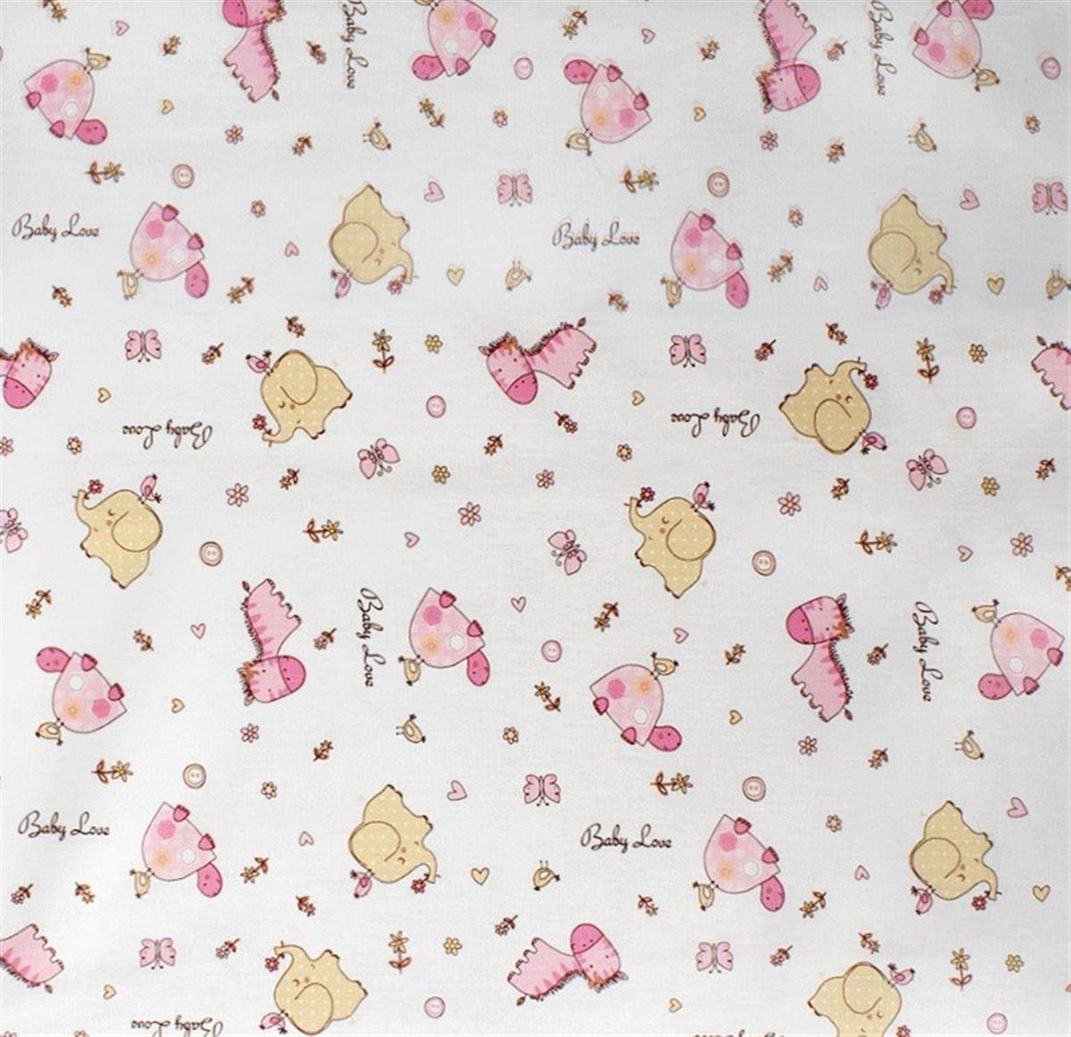 Σεντονάκι Λίκνου bebe Elephant 072 80X110 White-Pink 100% Cotton Flannel