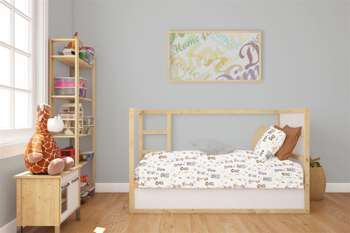 Σεντόνια Εμπριμέ Σετ 3 τεμ bebe Savanna 36 120X160 White-Grey 100% Cotton Flannel