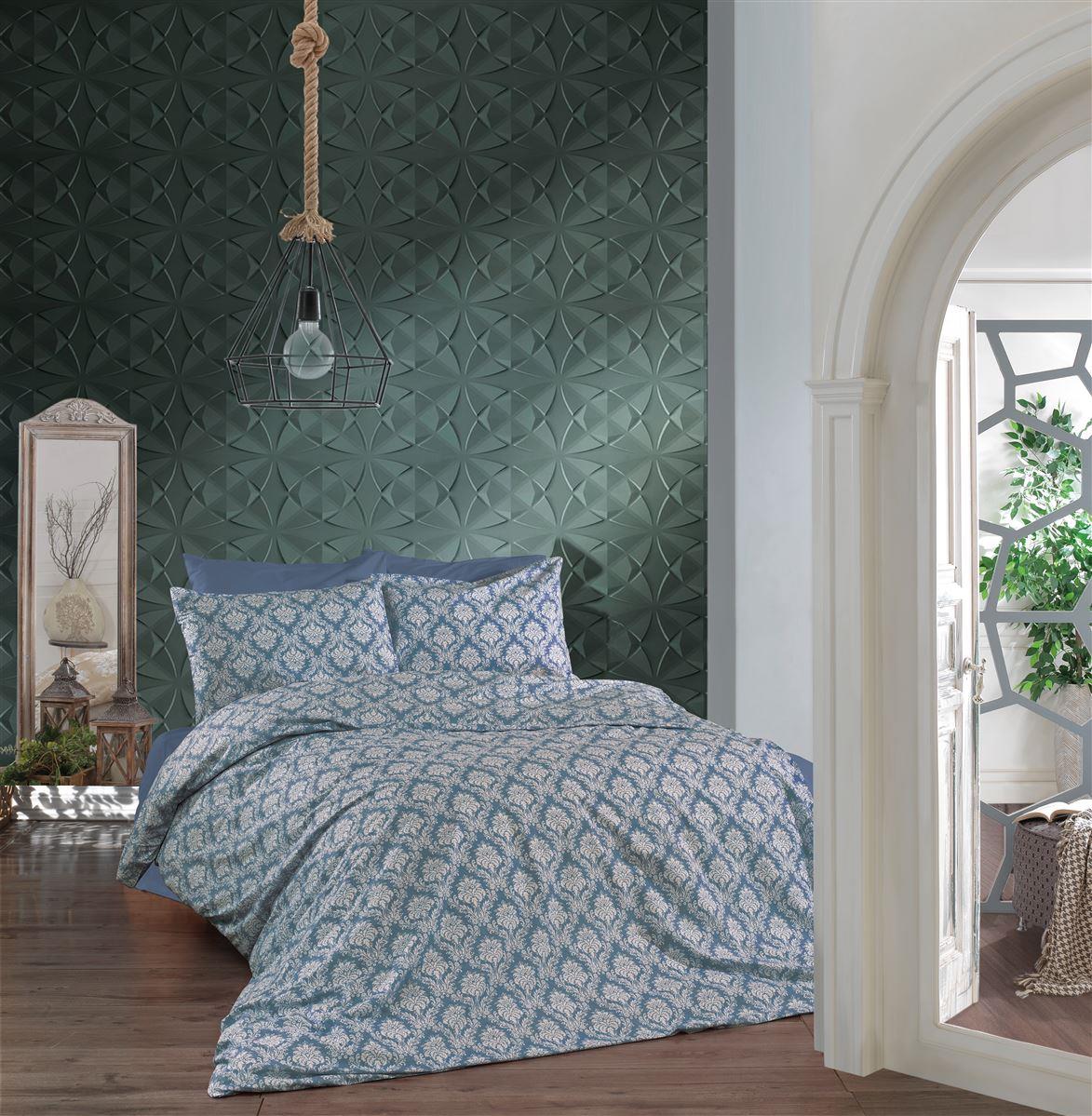 Παπλωματοθήκη Εμπριμέ Οφηλία 279 220X240 Blue 70/30 Cott/Pol