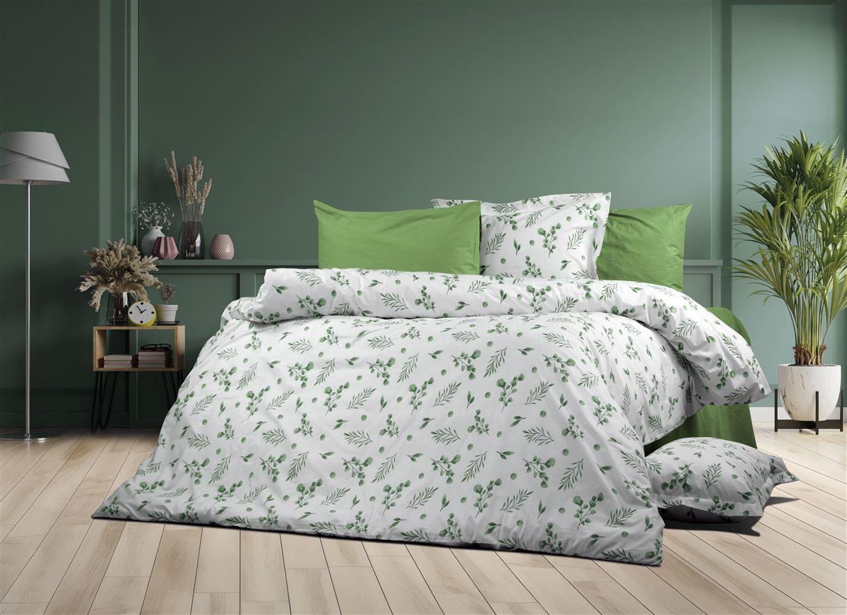 Παπλωματοθήκη Εμπριμέ Μυρτώ 351 160X240 Green 100% Cotton Flannel