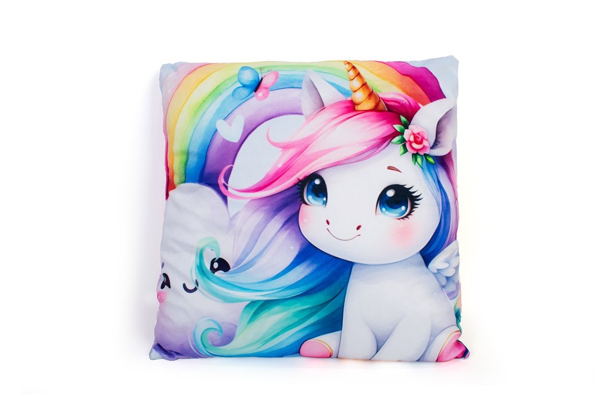 Βελούδινο Μαξιλάρι Unicorn 10 38X38 Pink 100% Velboa