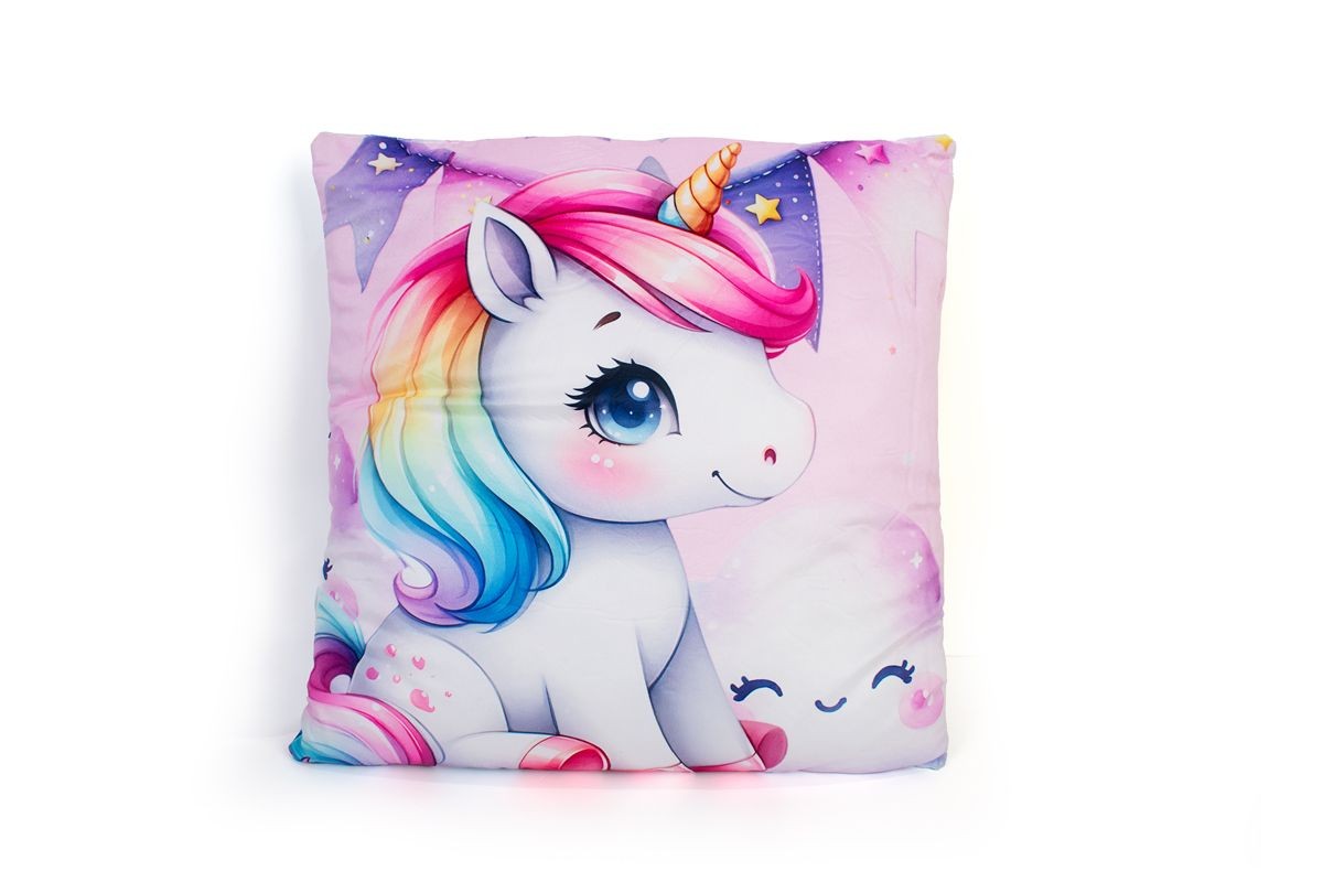 Βελούδινο Μαξιλάρι Unicorn 10 38X38 Pink 100% Velboa