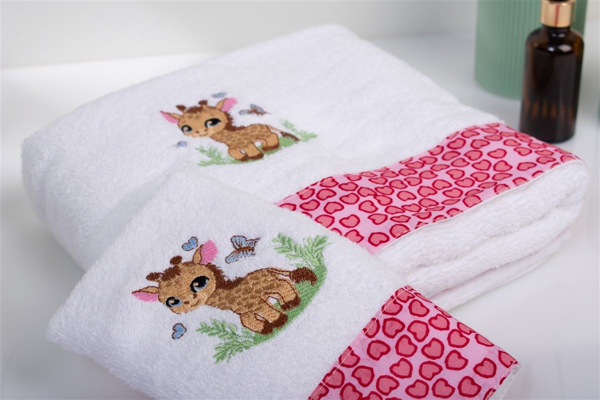 70X140 White-Pink 100% Cotton