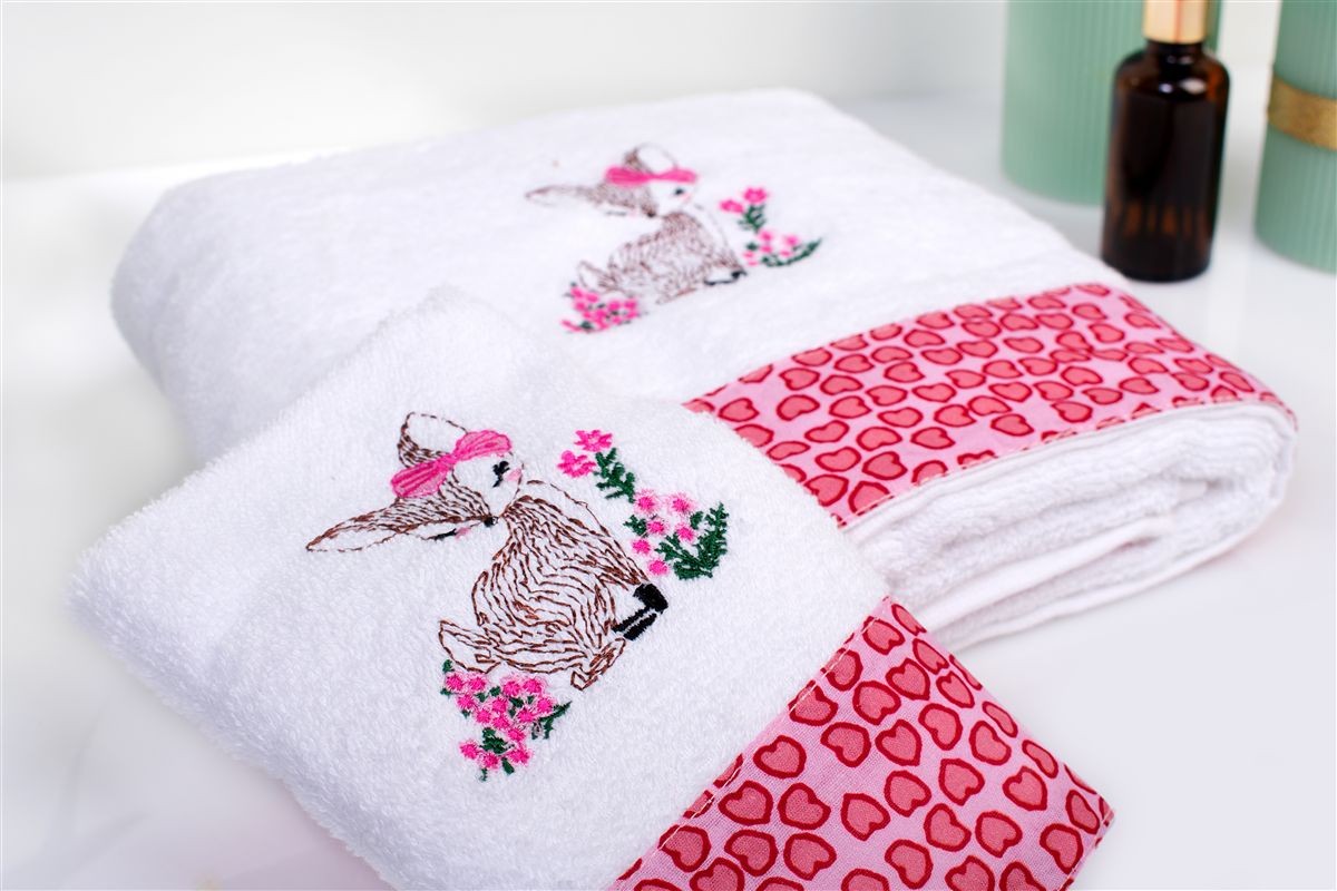 70X140 White-Pink 100% Cotton