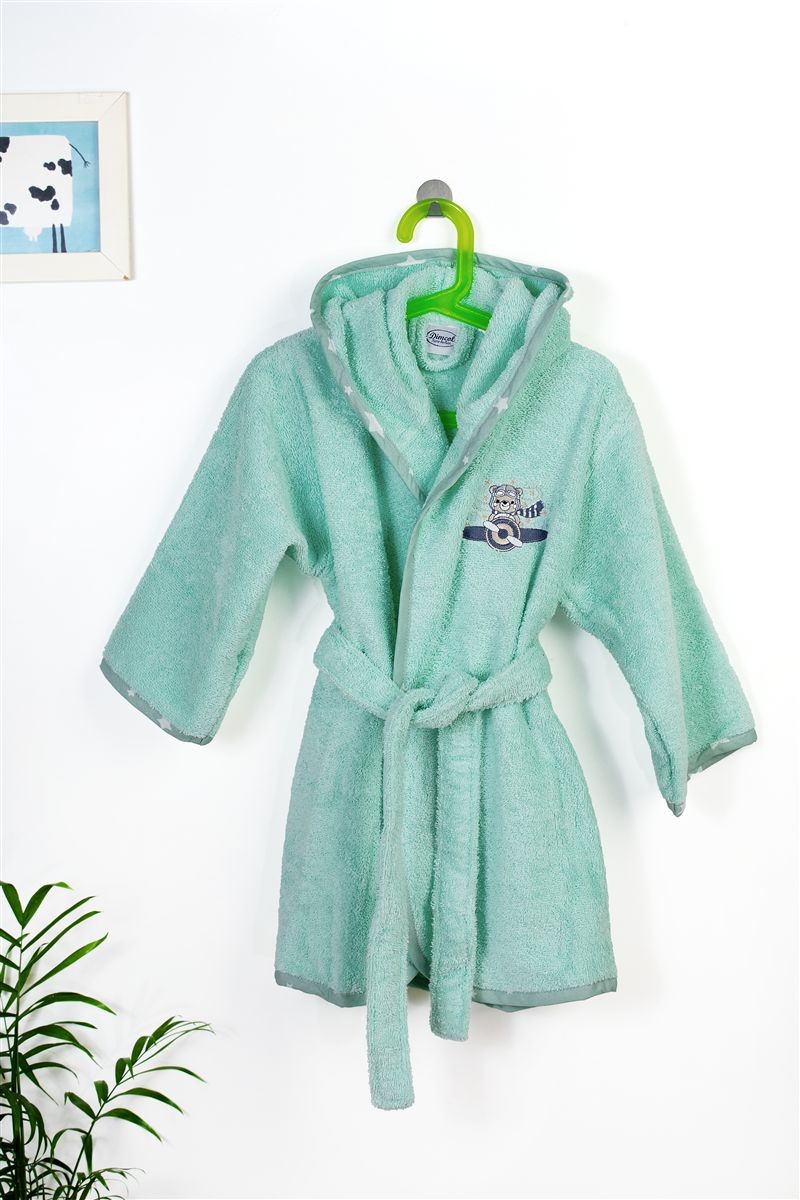 Μπουρνούζι Με Κέντημα kids Aviator 186 Size: 02 Mint 100% Cotton