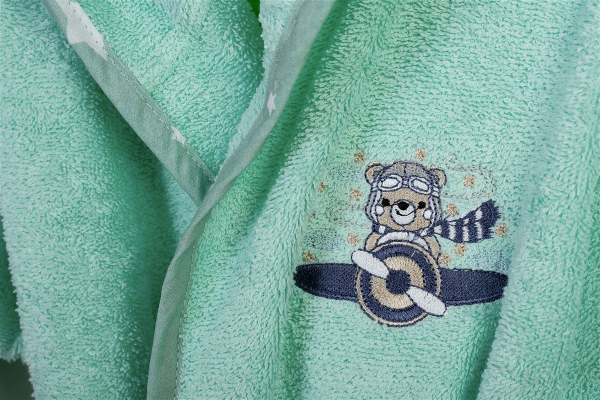 Μπουρνούζι Με Κέντημα kids Aviator 186 Size: 02 Mint 100% Cotton