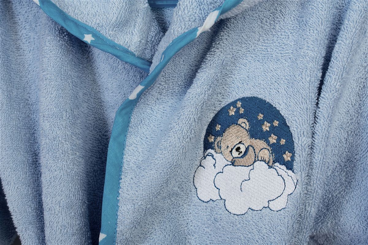 Μπουρνούζι Με Κέντημα kids Cloudy Bear 175 Size: 04 Sky Blue 100% Cotton