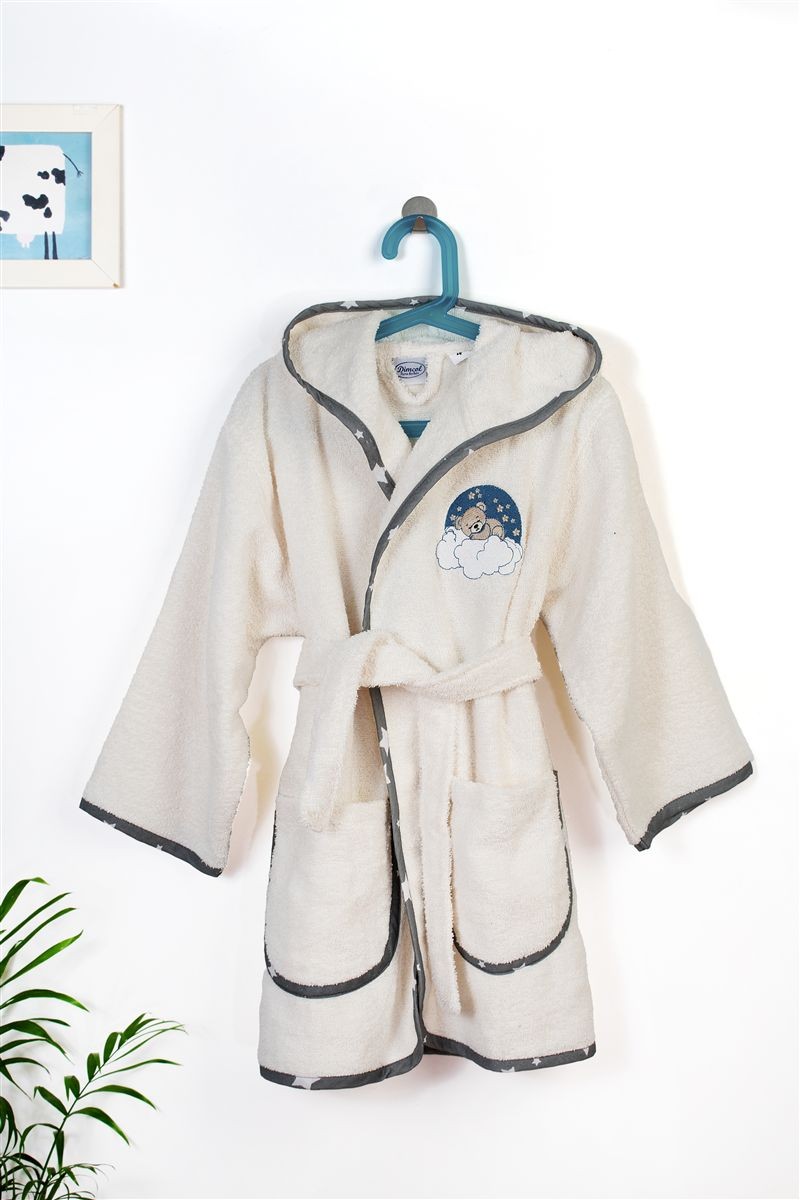 Μπουρνούζι Με Κέντημα kids Cloudy Bear 177 Size: 02 Ecru-Grey 100% Cotton