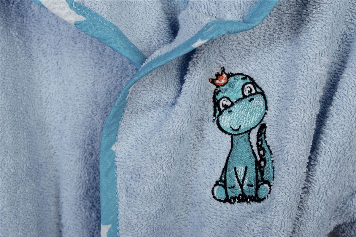 Μπουρνούζι Με Κέντημα kids Dinosaur 179 Size: 04 Sky Blue 100% Cotton