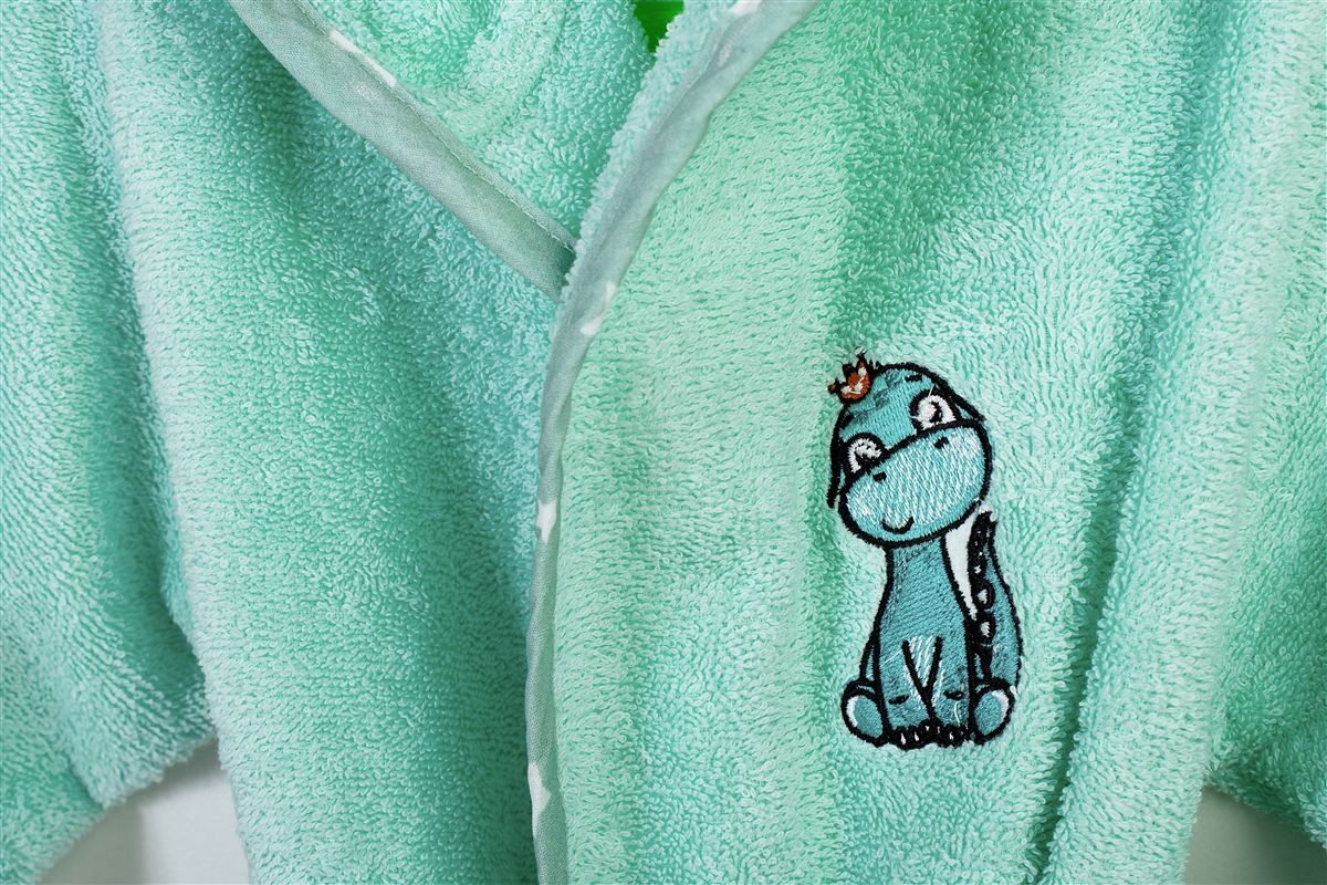 Μπουρνούζι Με Κέντημα kids Dinosaur 182 Size: 04 Mint 100% Cotton