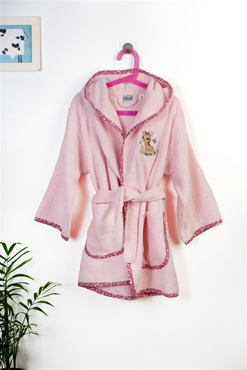 Μπουρνούζι Με Κέντημα kids Giraffe 171 Size: 04 Pink 100% Cotton
