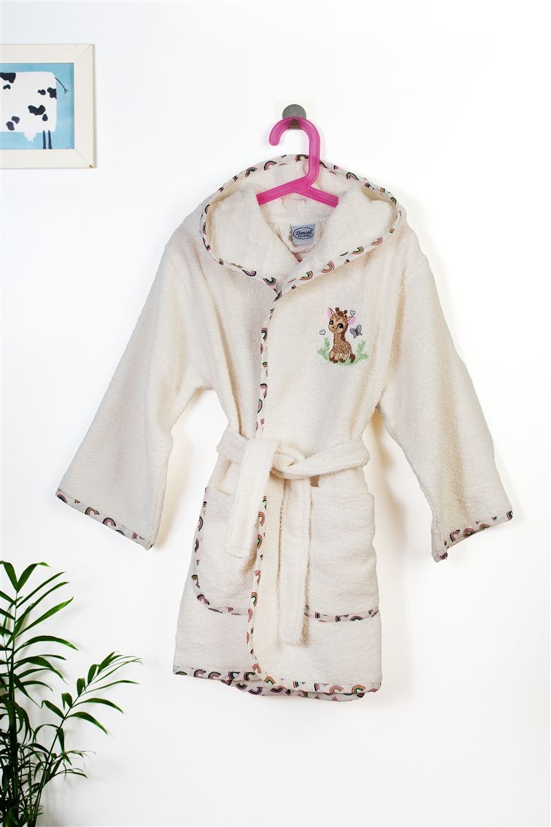 Μπουρνούζι Με Κέντημα kids Giraffe 173 Size: 04 Ecru-Multi 100% Cotton