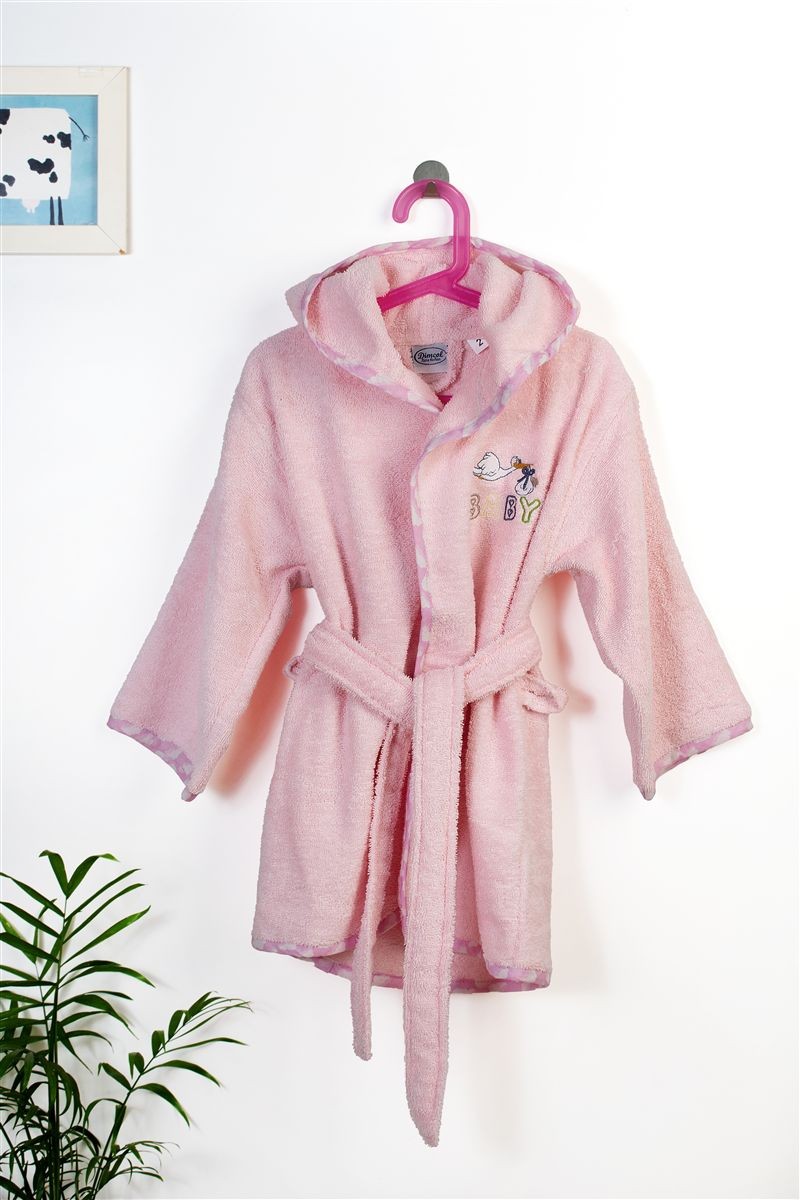 Μπουρνούζι Με Κέντημα kids Stork 192 Size: 04 Pink 100% Cotton