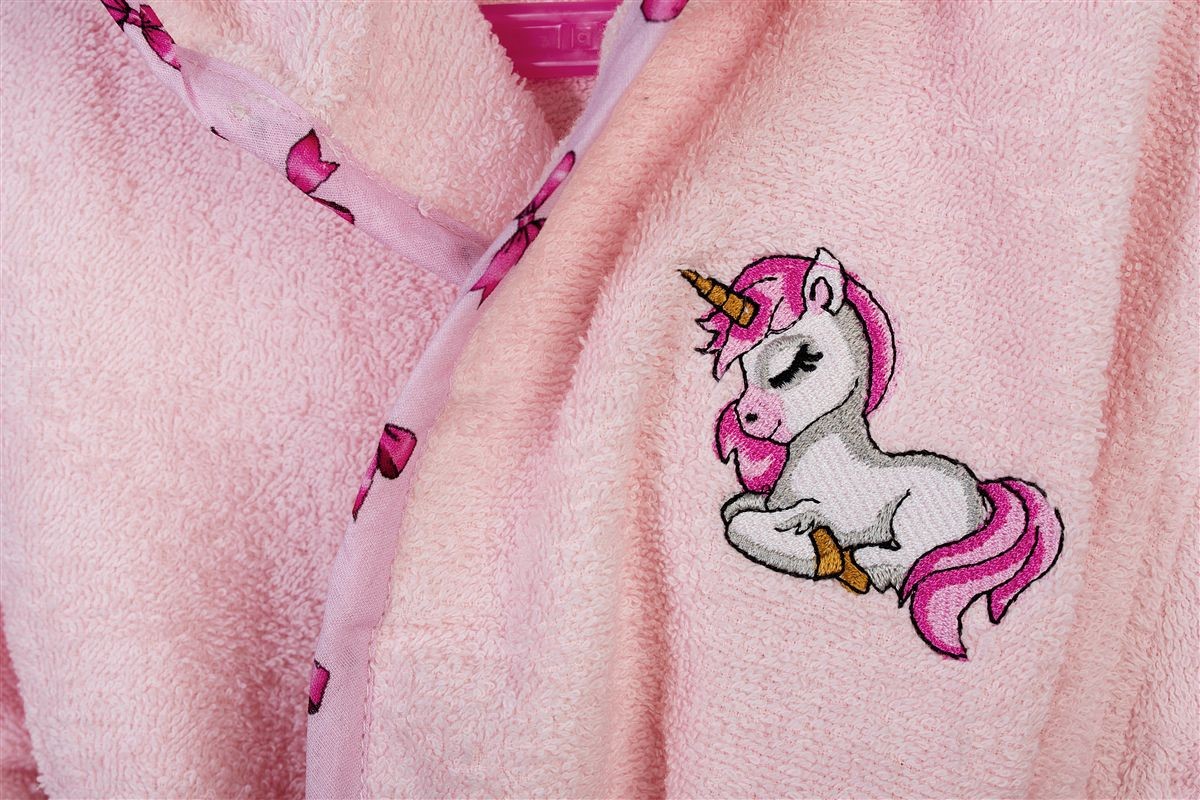 Μπουρνούζι Με Κέντημα kids Unicorn 187 Size: 02 Pink 100% Cotton