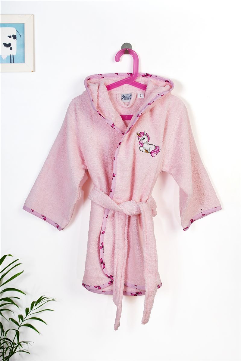 Μπουρνούζι Με Κέντημα kids Unicorn 187 Size: 04 Pink 100% Cotton