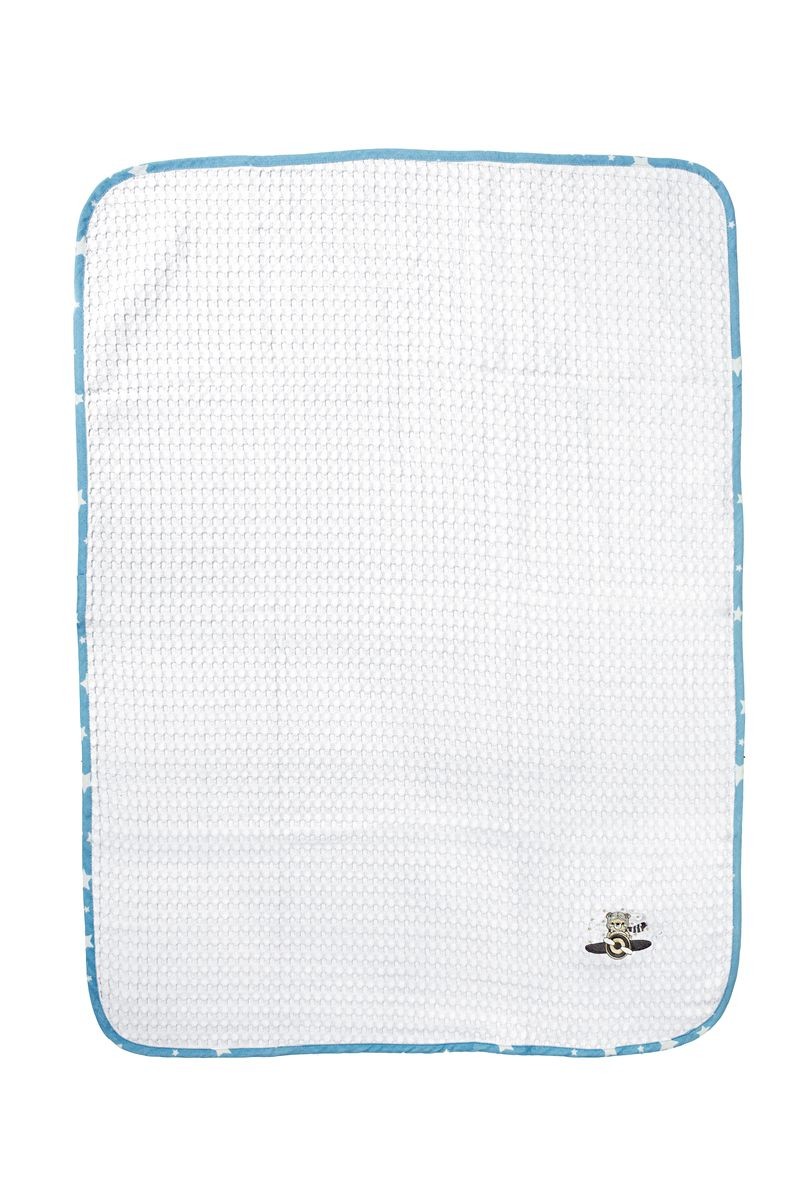 Κουβέρτα Πικέ Με Κέντημα bebe Aviator 184 100X160 White-Sky Blue 100% Cotton