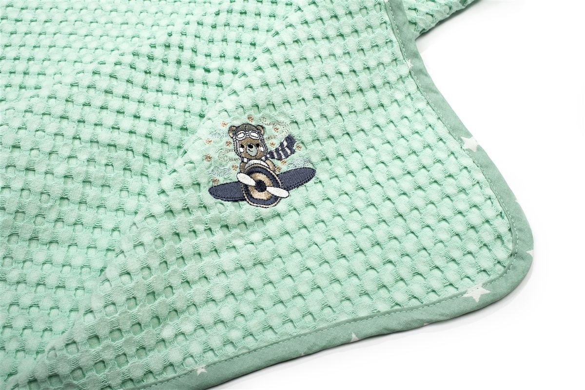 Κουβέρτα Πικέ Με Κέντημα bebe Aviator 186 80X110 Mint 100% Cotton