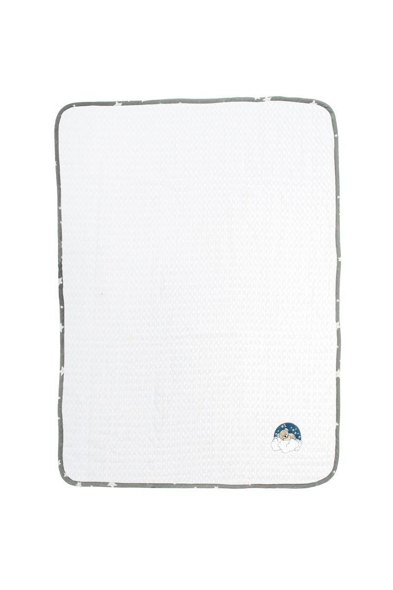 Κουβέρτα Πικέ Με Κέντημα bebe Cloudy Bear 176 100X160 White-Grey 100% Cotton