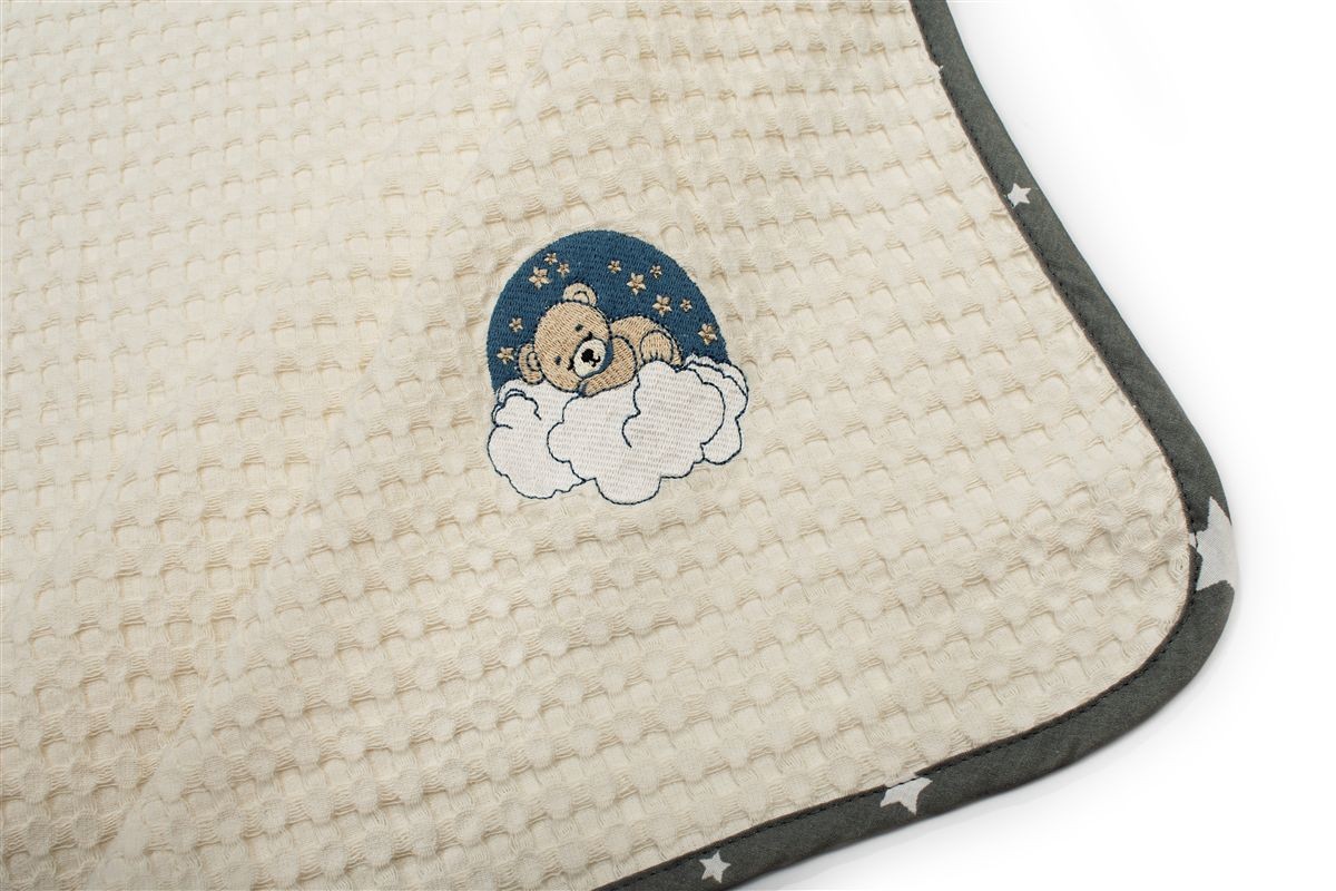 Κουβέρτα Πικέ Με Κέντημα bebe Cloudy Bear 177 100X160 Ecru-Grey 100% Cotton