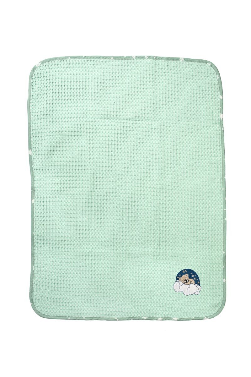 Κουβέρτα Πικέ Με Κέντημα bebe Cloudy Bear 178 80X110 Mint 100% Cotton