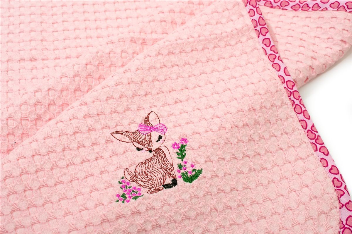 Κουβέρτα Πικέ Με Κέντημα bebe Deer 196 80X110 Pink 100% Cotton
