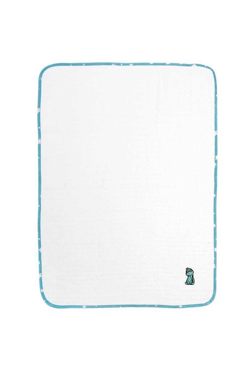 Κουβέρτα Πικέ Με Κέντημα bebe Dinosaur 180 100X160 White-Sky Blue 100% Cotton