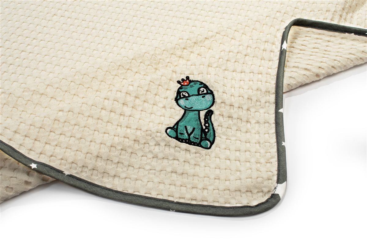 Κουβέρτα Πικέ Με Κέντημα bebe Dinosaur 181 100X160 Ecru-Grey 100% Cotton