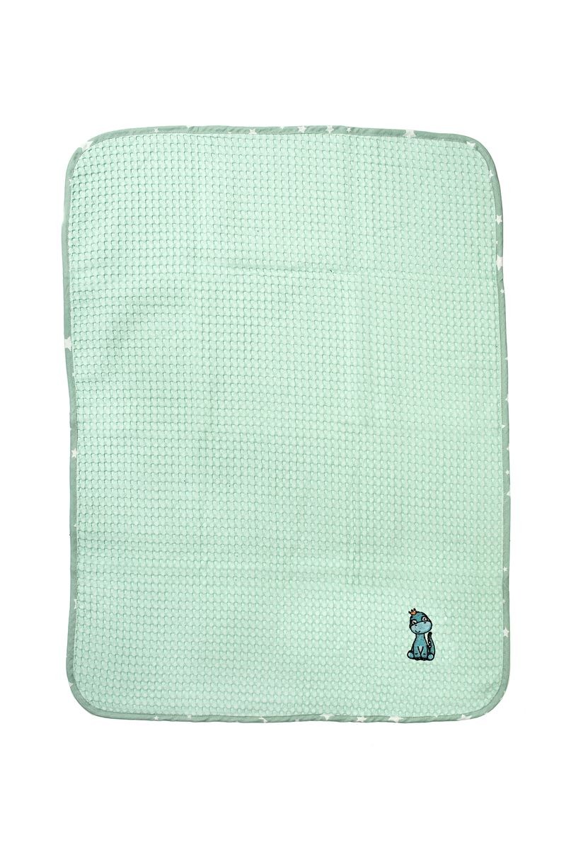 Κουβέρτα Πικέ Με Κέντημα bebe Dinosaur 182 100X160 Mint 100% Cotton