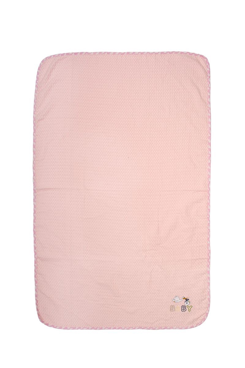 Κουβέρτα Πικέ Με Κέντημα bebe Stork 192 100X160 Pink 100% Cotton