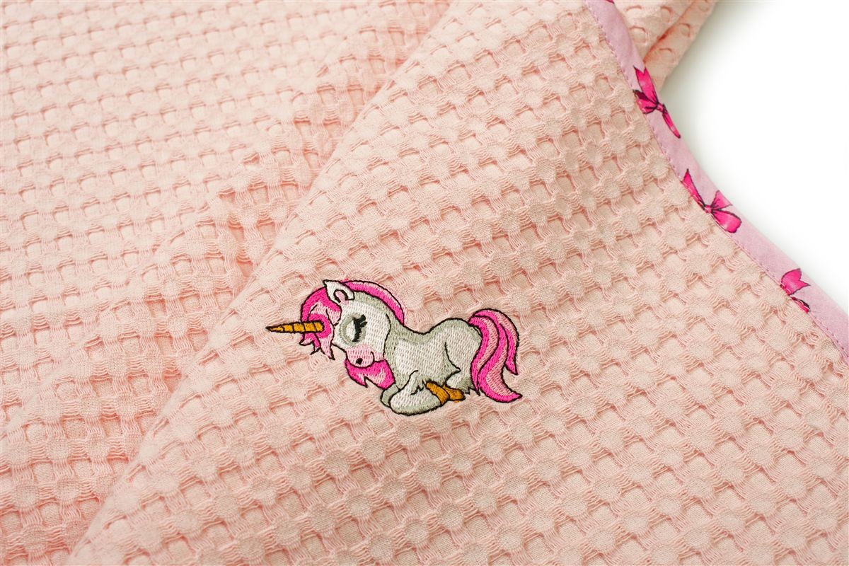 Κουβέρτα Πικέ Με Κέντημα bebe Unicorn 187 80X110 Pink 100% Cotton