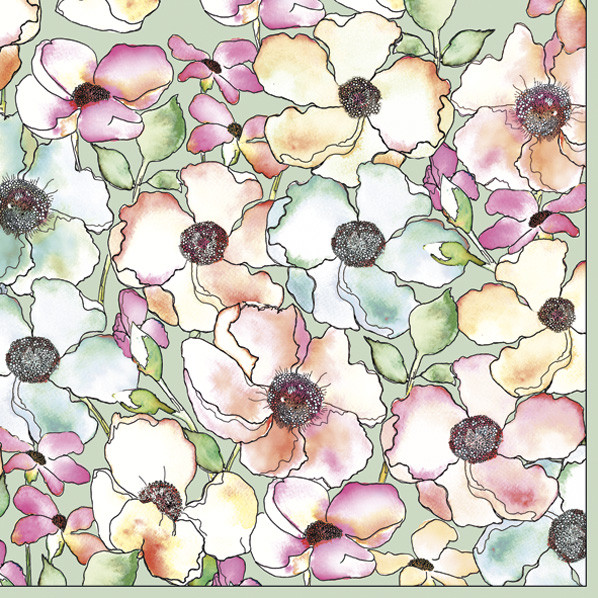 Flower Meadow on Sage Παιδικές Χαρτοπετσέτες 20 τεμάχια 33x33 cm