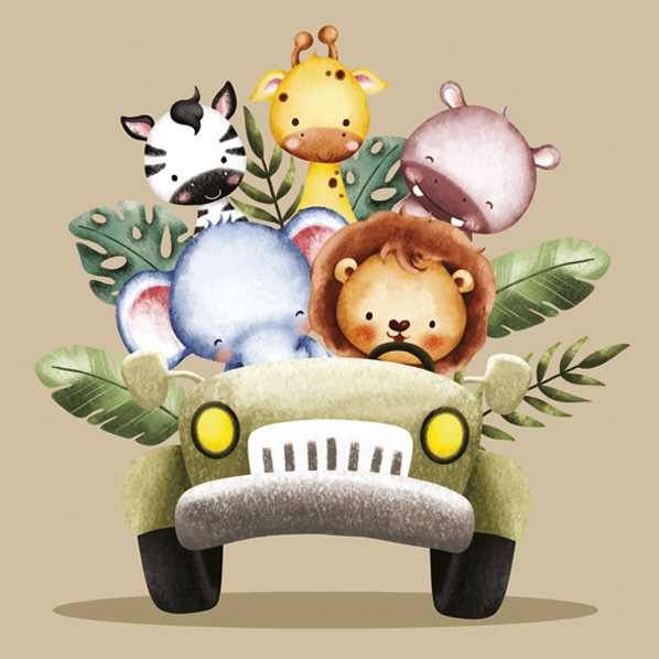 Animals Safar in the Jeep Παιδικές Χαρτοπετσέτες 20 τεμάχια 33x33 cm
