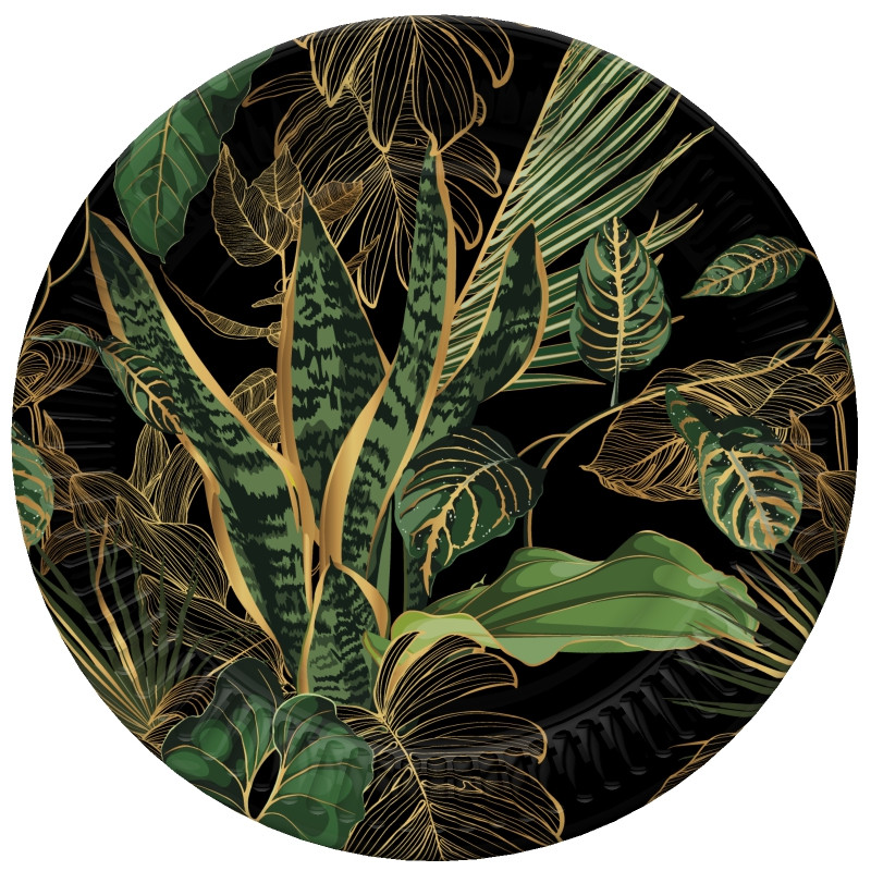 Flower Exotic Leaf Σετ Χάρτινα Πιάτα 8 Τεμαχίων 18 cm