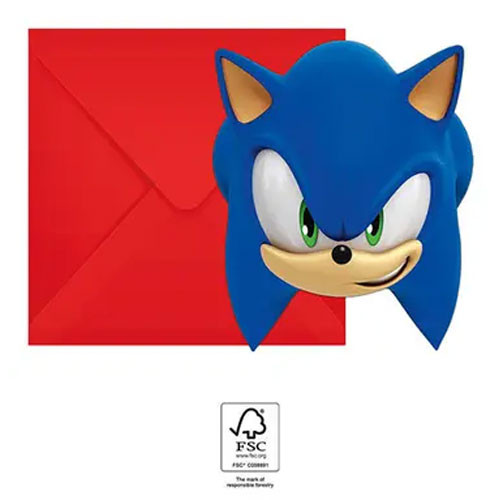 Alternative view of Sonic the Hedgehog Sega Πρόσκληση σε πάρτι 6 τεμάχια FSC