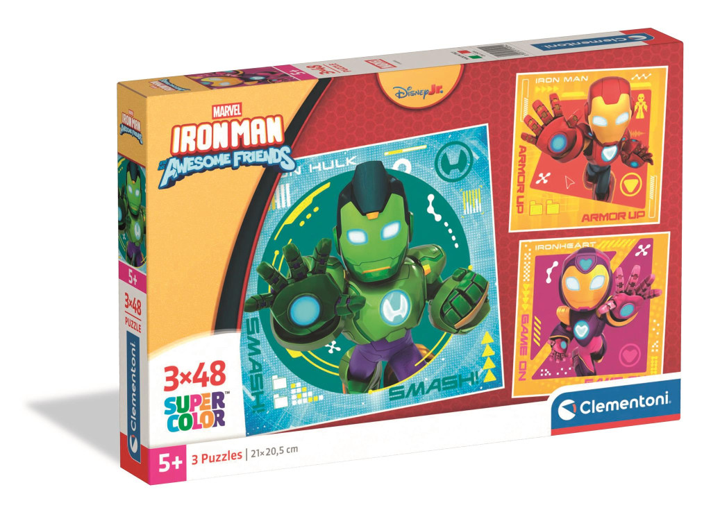 Avengers Hero Squad Iron Man και His Super Team Σετ 3x48 τεμάχια Puzzle Clementoni