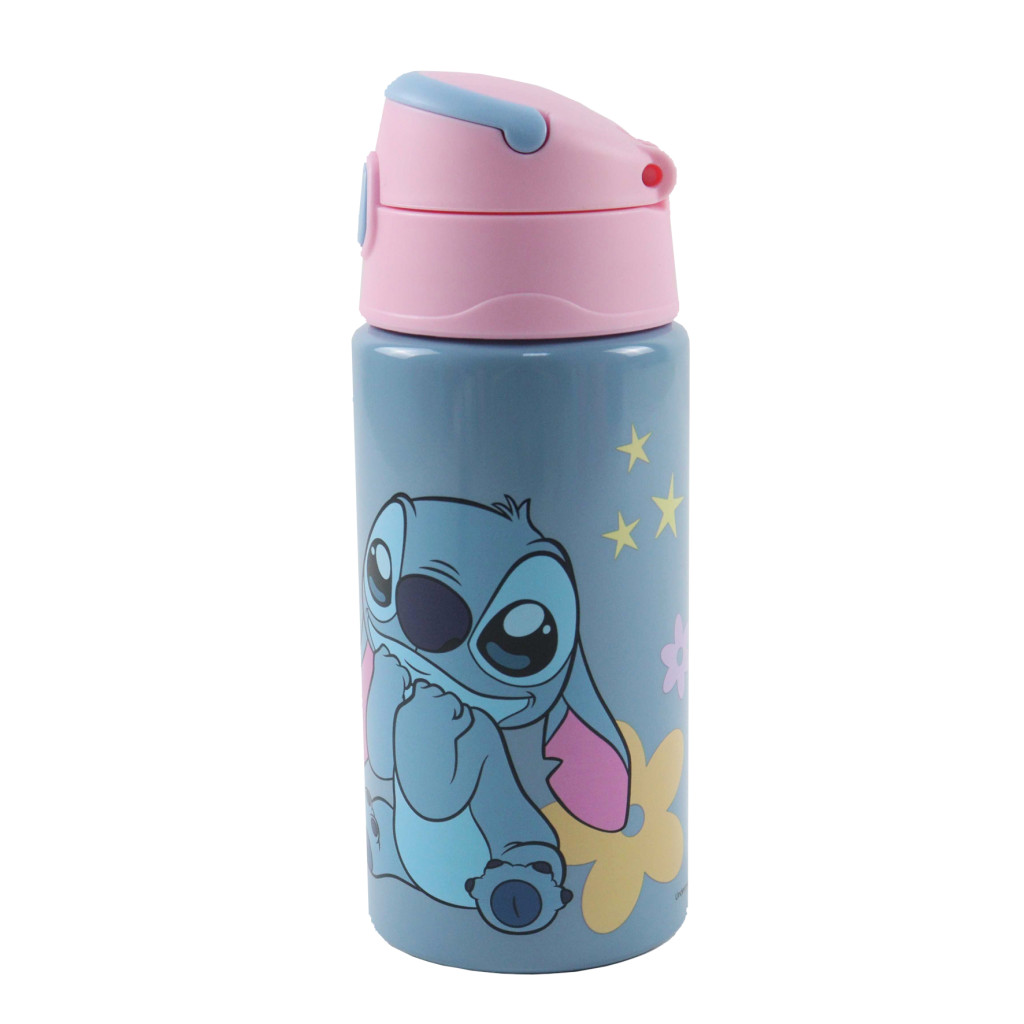 Disney Lilo and Stitch Aliens μπουκάλι αλουμινίου με καλαμάκι και γάντζο 500 ml